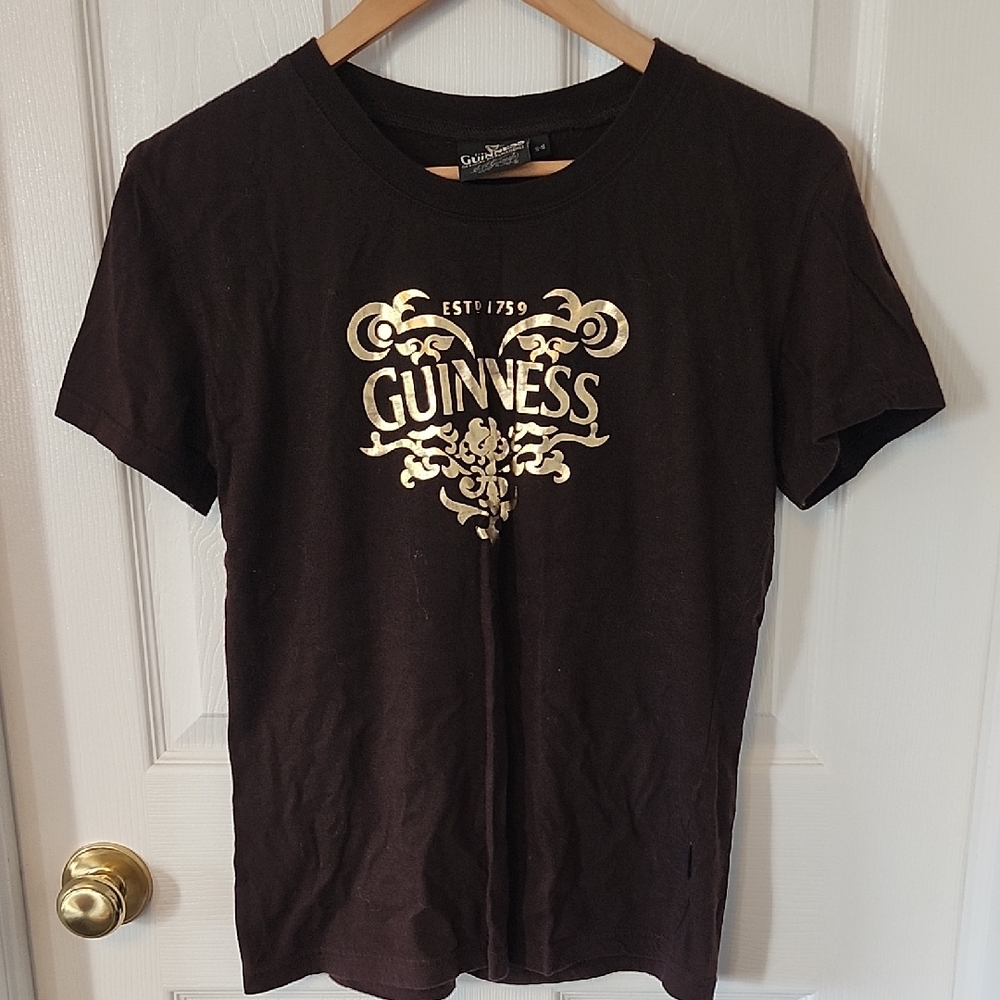 Guinness Black Short Sleeve Tee with Gold Logo